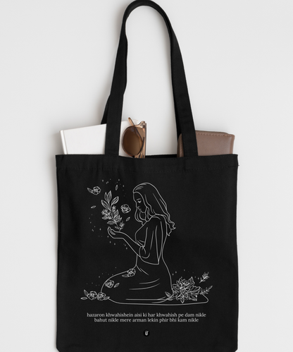 Hazaron Khwahishein Aisi Ghalib Canvas Tote Bag